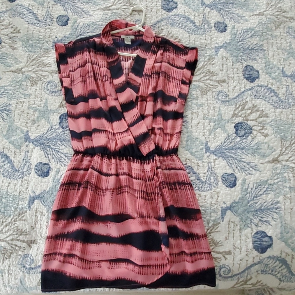 Dress, sleeveless, pink & navy color